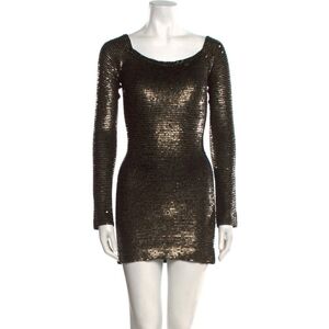 Alexander Wang Metal Disc Sequin Long Sleeve Mini Dress Size 4